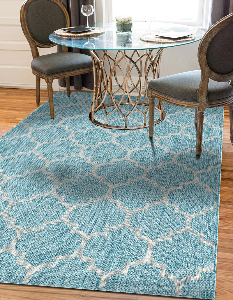 Garden Lattice Oasis Collection Area Rug - Arbor (Aquamarine) Rectangle Aquamarine  lifestyle 12