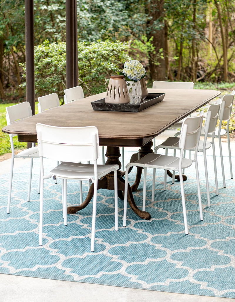 Garden Lattice Oasis Collection Area Rug - Arbor (Aquamarine) Rectangle Aquamarine  lifestyle 15