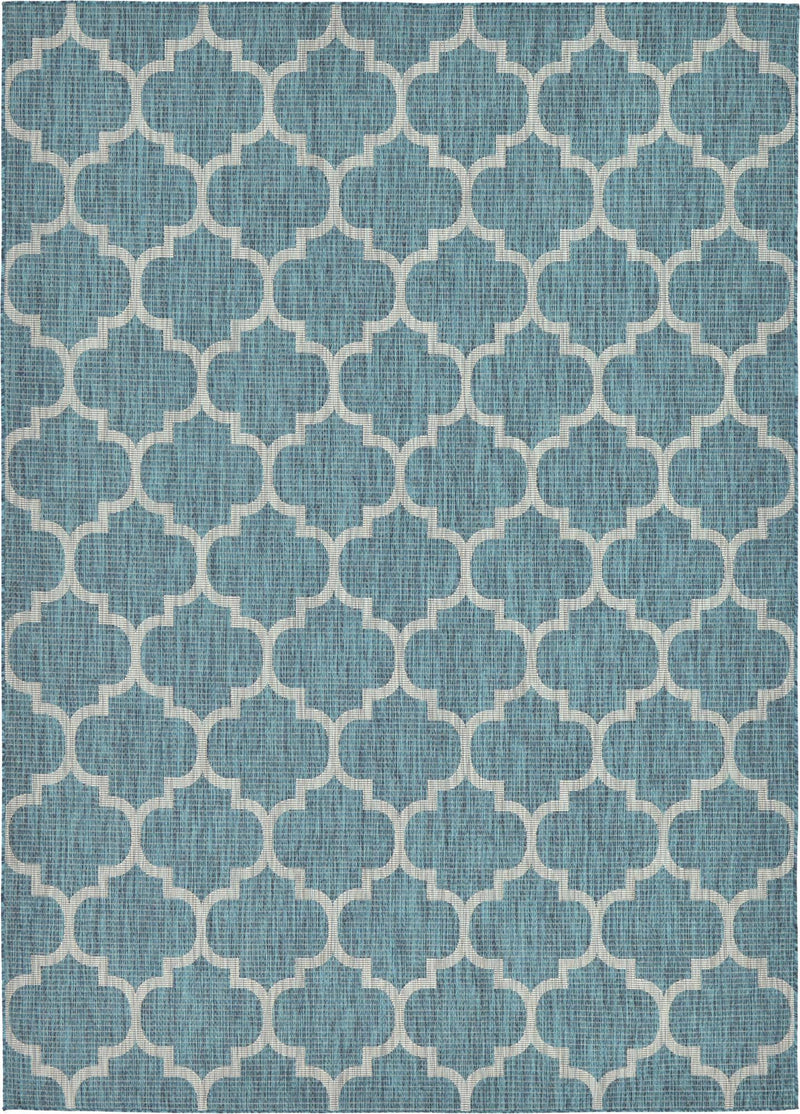 Garden Lattice Oasis Collection Area Rug - Arbor (Teal) Rectangle Teal Main