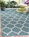 Garden Lattice Oasis Collection Area Rug - Arbor (Teal) Rectangle Teal  lifestyle 0