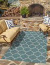 Garden Lattice Oasis Collection Area Rug - Arbor (Teal) Rectangle Teal  lifestyle 6