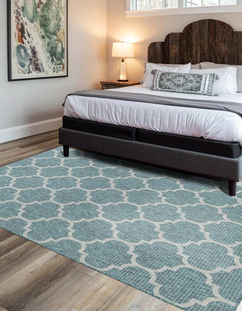 Garden Lattice Oasis Collection Area Rug - Arbor (Teal) Rectangle Teal  lifestyle 7