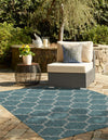 Garden Lattice Oasis Collection Area Rug - Arbor (Teal) Rectangle Teal  lifestyle 8