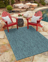 Patio Perfection Collection Area Rug - Veranda (Teal) Rectangle Teal  lifestyle 0