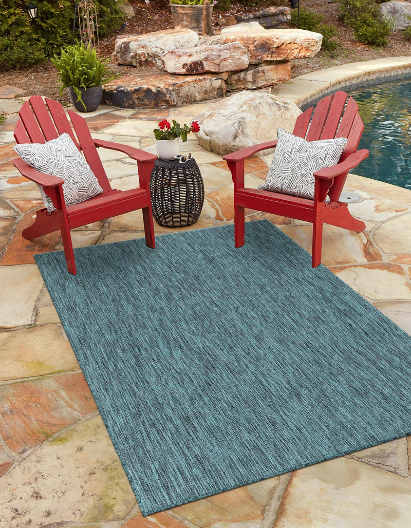 Patio Perfection Collection Area Rug - Veranda (Teal) Rectangle Teal  lifestyle 0