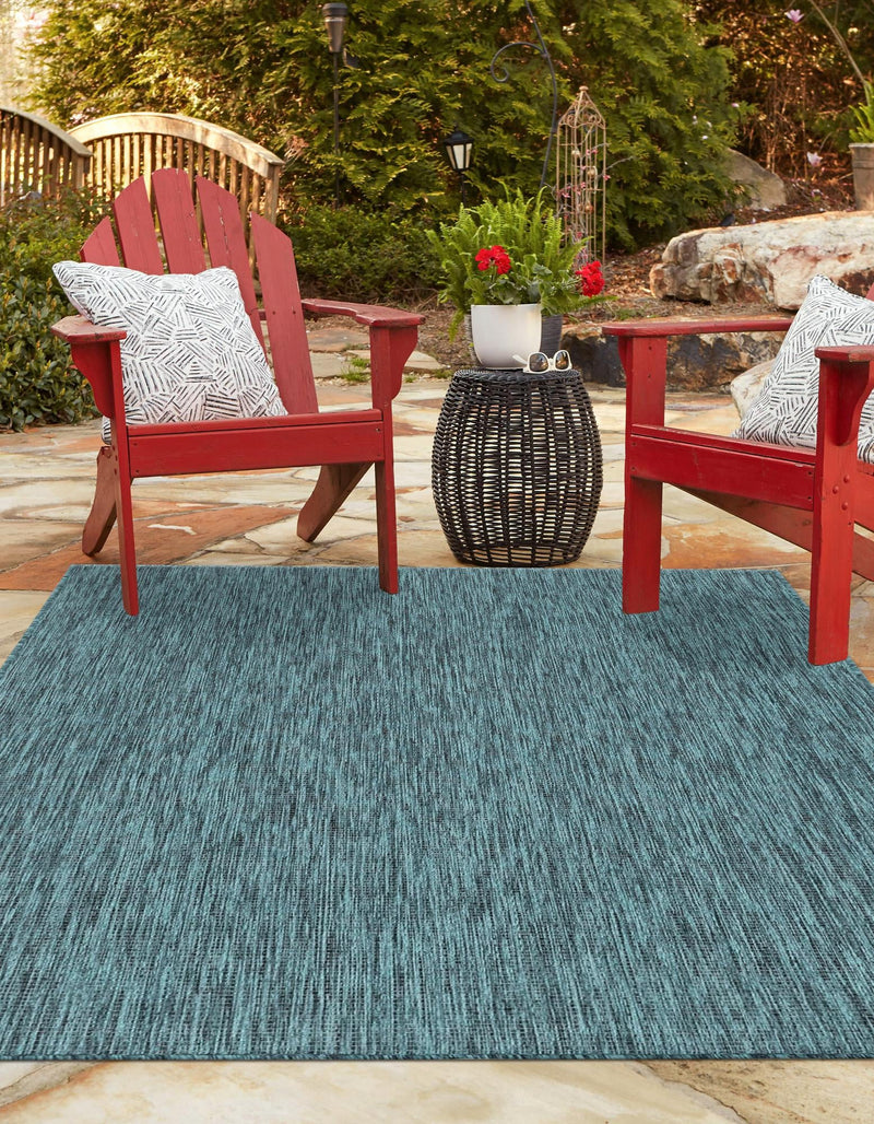 Patio Perfection Collection Area Rug - Veranda (Teal) Rectangle Teal  lifestyle 7