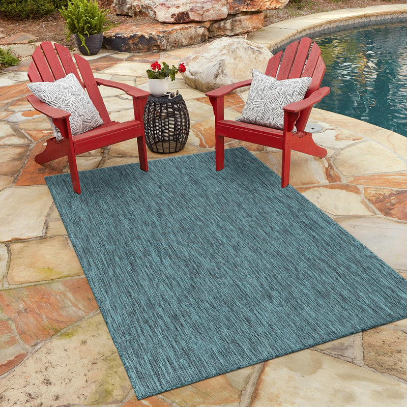 Patio Perfection Collection Area Rug - Veranda (Teal) Rectangle Teal  lifestyle 39