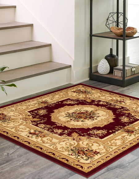 Versailles Elegance Collection Area Rug -  Louveciennes (Red)