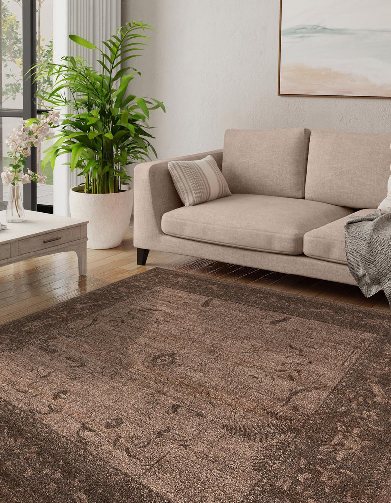 Horizon Collection Area Rug -  Apex (Brown) Square Brown  lifestyle 46