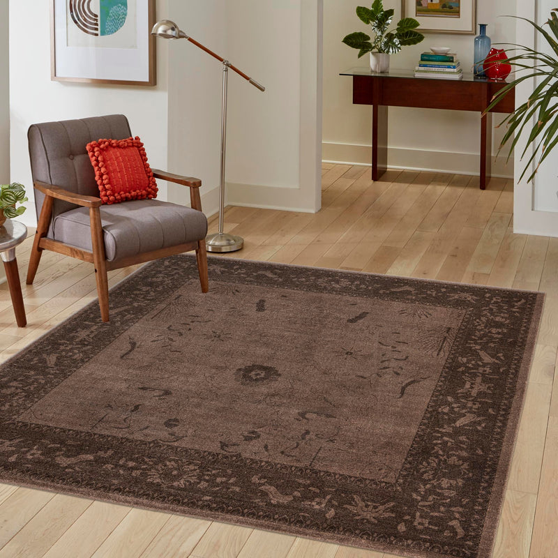 Horizon Collection Area Rug -  Apex (Brown) Square Brown  lifestyle 77