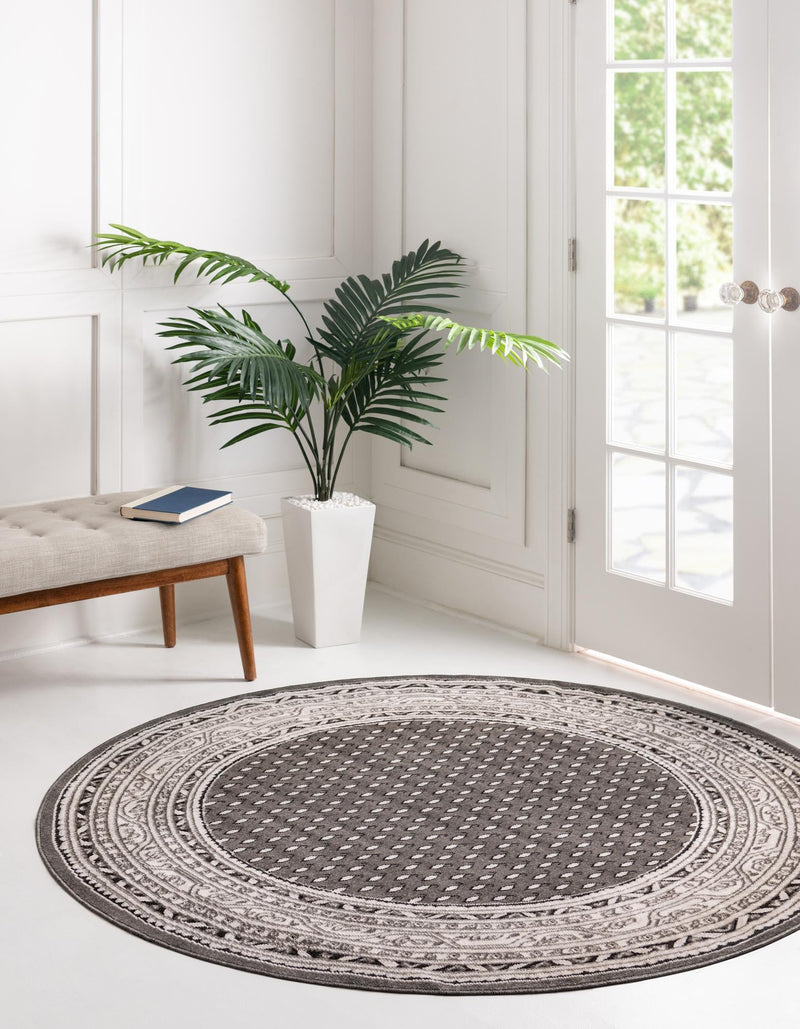 Soho Elegance Collection Area Rug -  Mercer (Gray) Round Gray  lifestyle 25