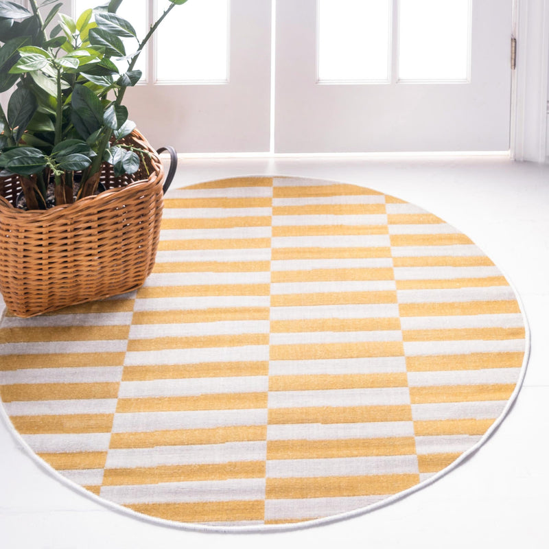 Soho Elegance Collection Area Rug -  Hudson (Yellow) Round Yellow  lifestyle 19