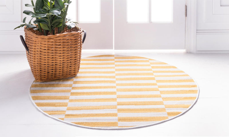 Soho Elegance Collection Area Rug -  Hudson (Yellow) Round Yellow  lifestyle 23