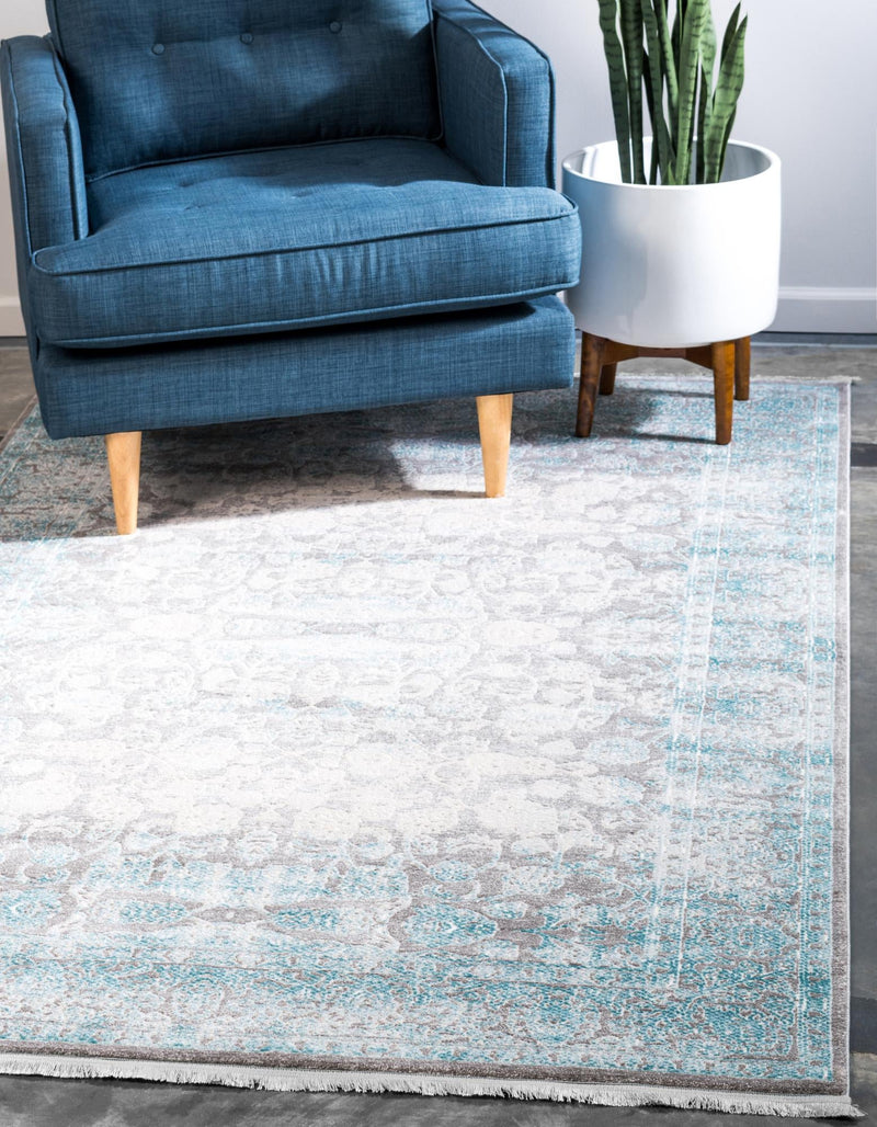 Rustic Charm Revival Collection Area Rug -  Pastoral Rectangle Light Blue  lifestyle 3