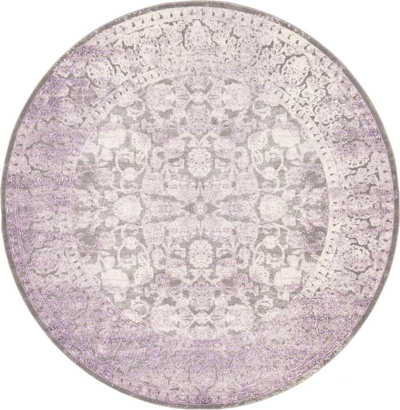 Rustic Charm Revival Collection Area Rug -  Pastoral Round Lilac  lifestyle 19