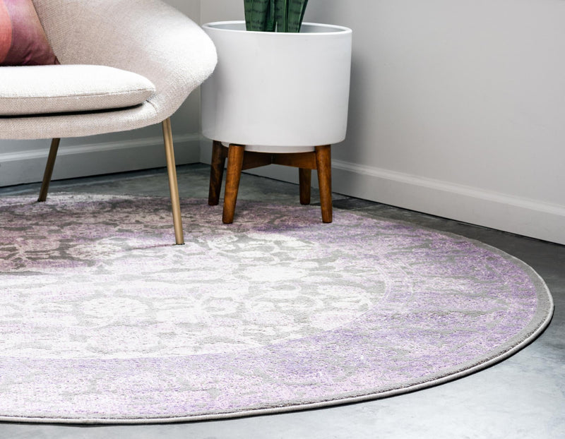 Rustic Charm Revival Collection Area Rug -  Pastoral Round Lilac  lifestyle 33