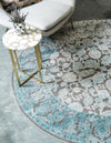 Rustic Charm Revival Collection Area Rug -  Pastoral Round Light Blue  lifestyle 36