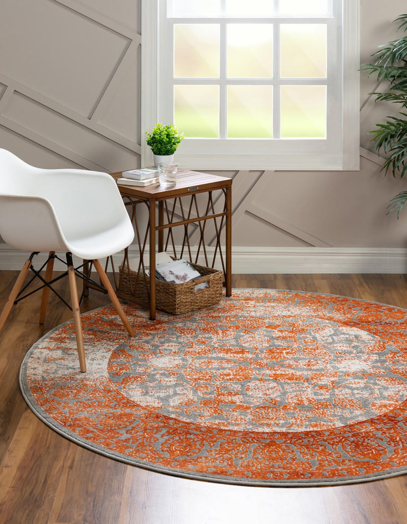 Rustic Charm Revival Collection Area Rug -  Pastoral Round Terracotta  lifestyle 61