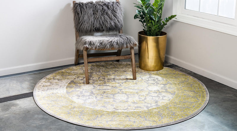 Rustic Charm Revival Collection Area Rug -  Pastoral Round Light Green  lifestyle 38