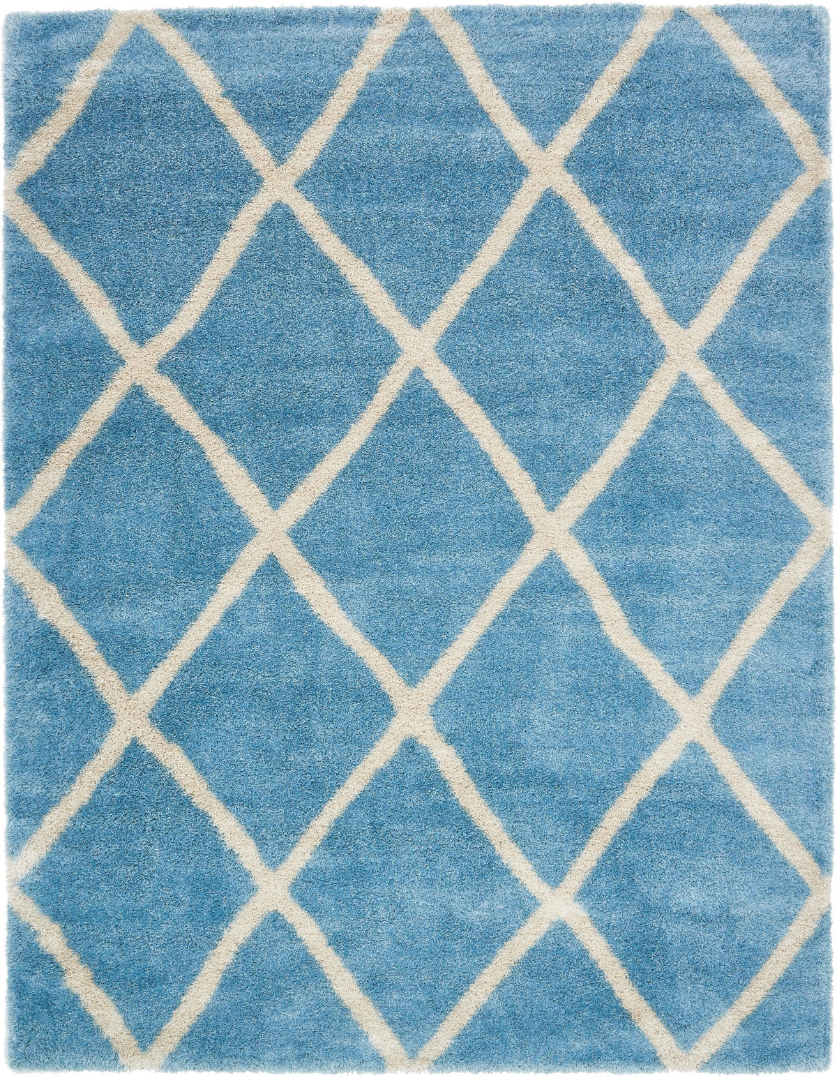 Opulent Lattice Plush Collection Area Rug - Versailles Rectangle Light Blue Main