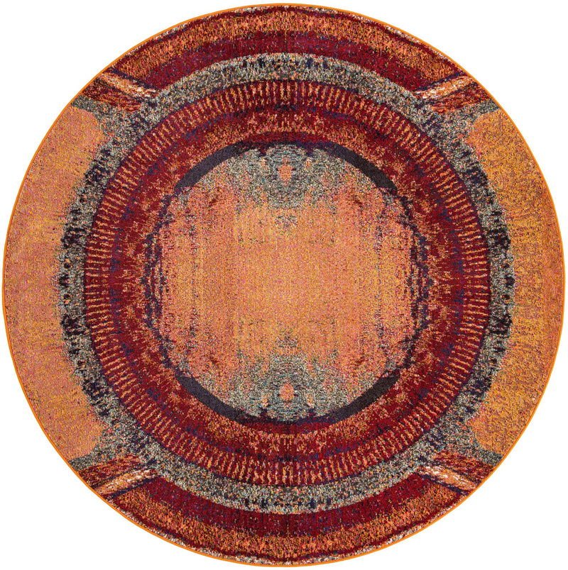 Marrakesh Elegance Collection Area Rug -  Sijilmasa Round Orange  lifestyle 27