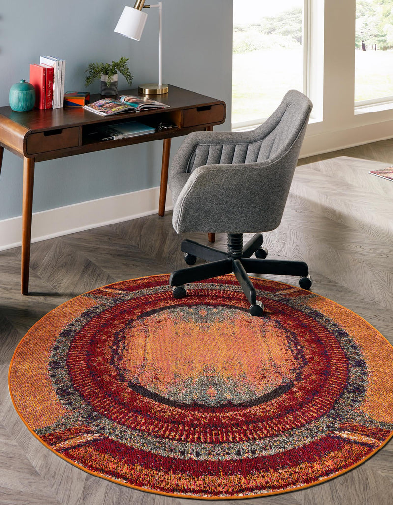 Marrakesh Elegance Collection Area Rug -  Sijilmasa Round Orange  lifestyle 41