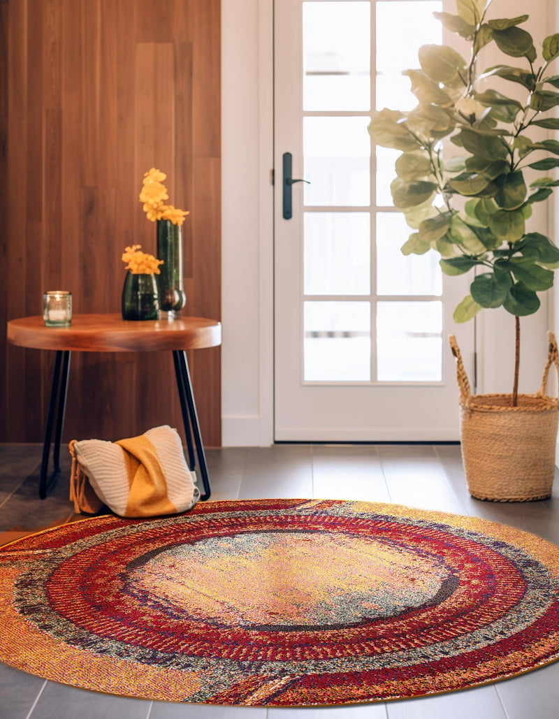 Marrakesh Elegance Collection Area Rug -  Sijilmasa Round Orange  lifestyle 47