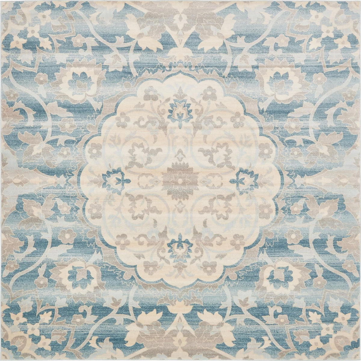 Heritage Retreat Collection Area Rug -  Castle Square Blue Main