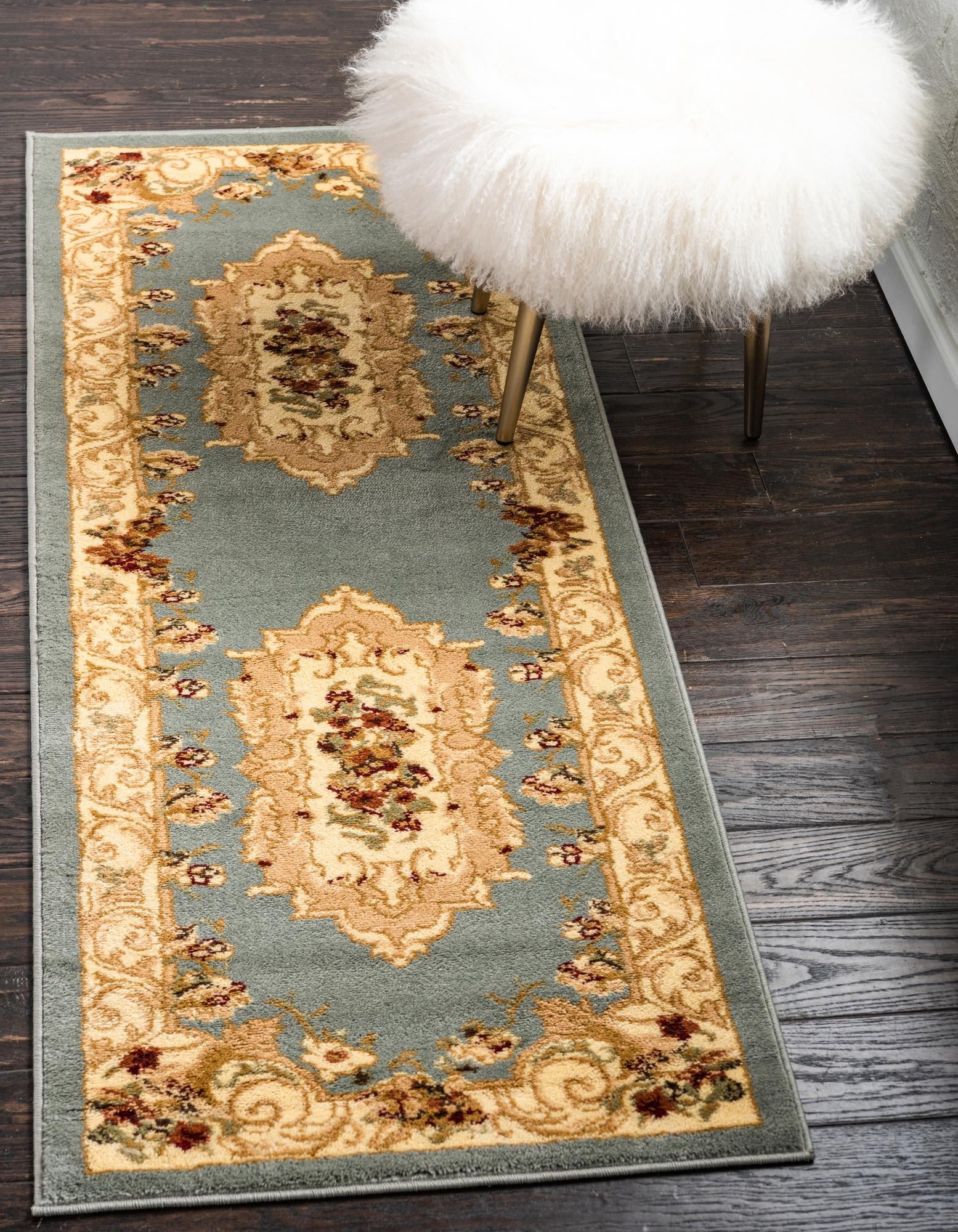 Versailles Elegance Collection Area Rug -  Louveciennes (Light Blue)