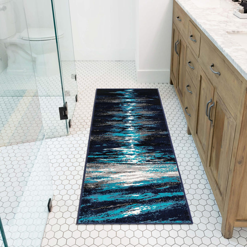 Urban Oasis Collection Area Rug -  Flushing Runner Navy Blue  lifestyle 96