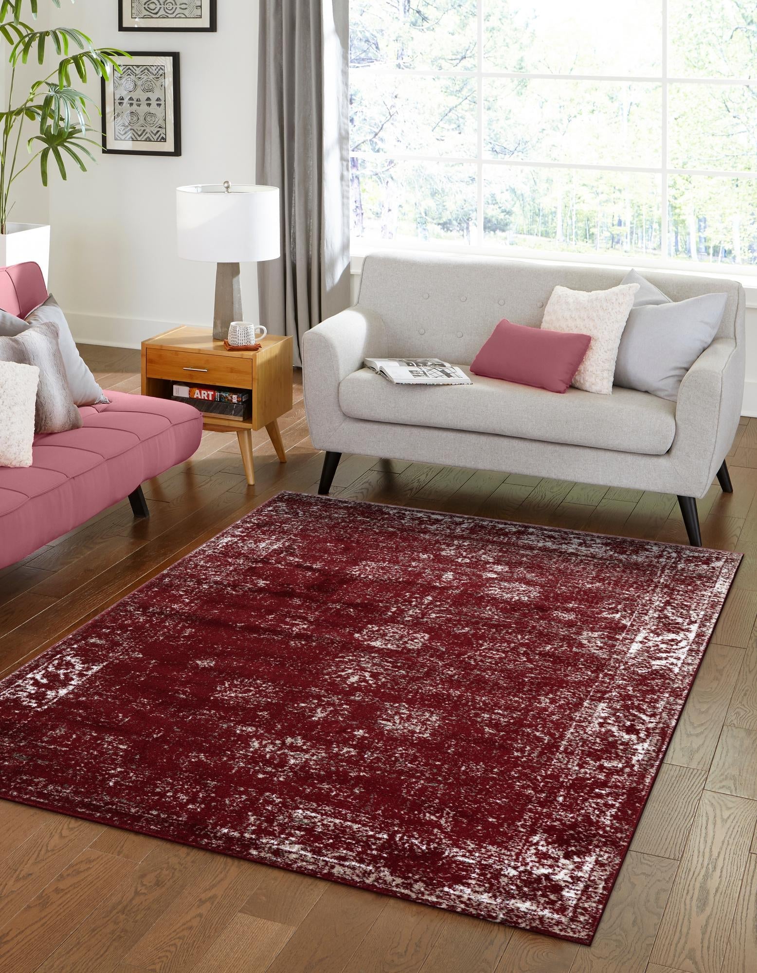 Riviera Elegance Collection Area Rug - Antibes (Burgundy)