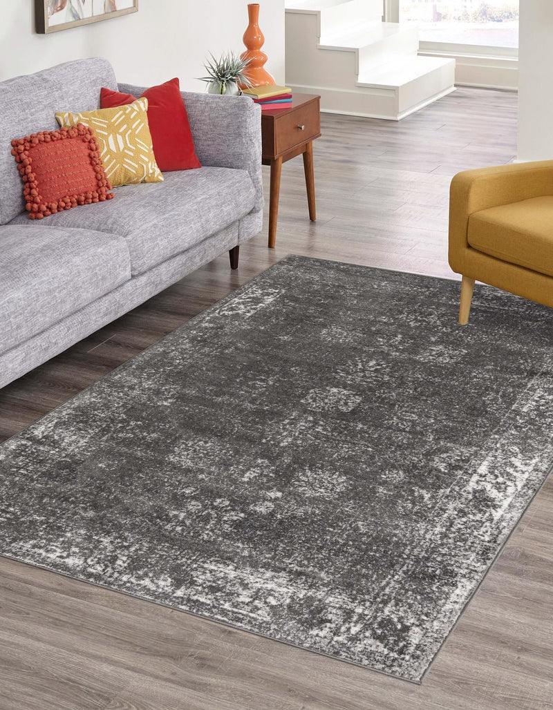 Riviera Elegance Collection Area Rug - Antibes (Dark Gray) Rectangle Dark Gray  lifestyle 0