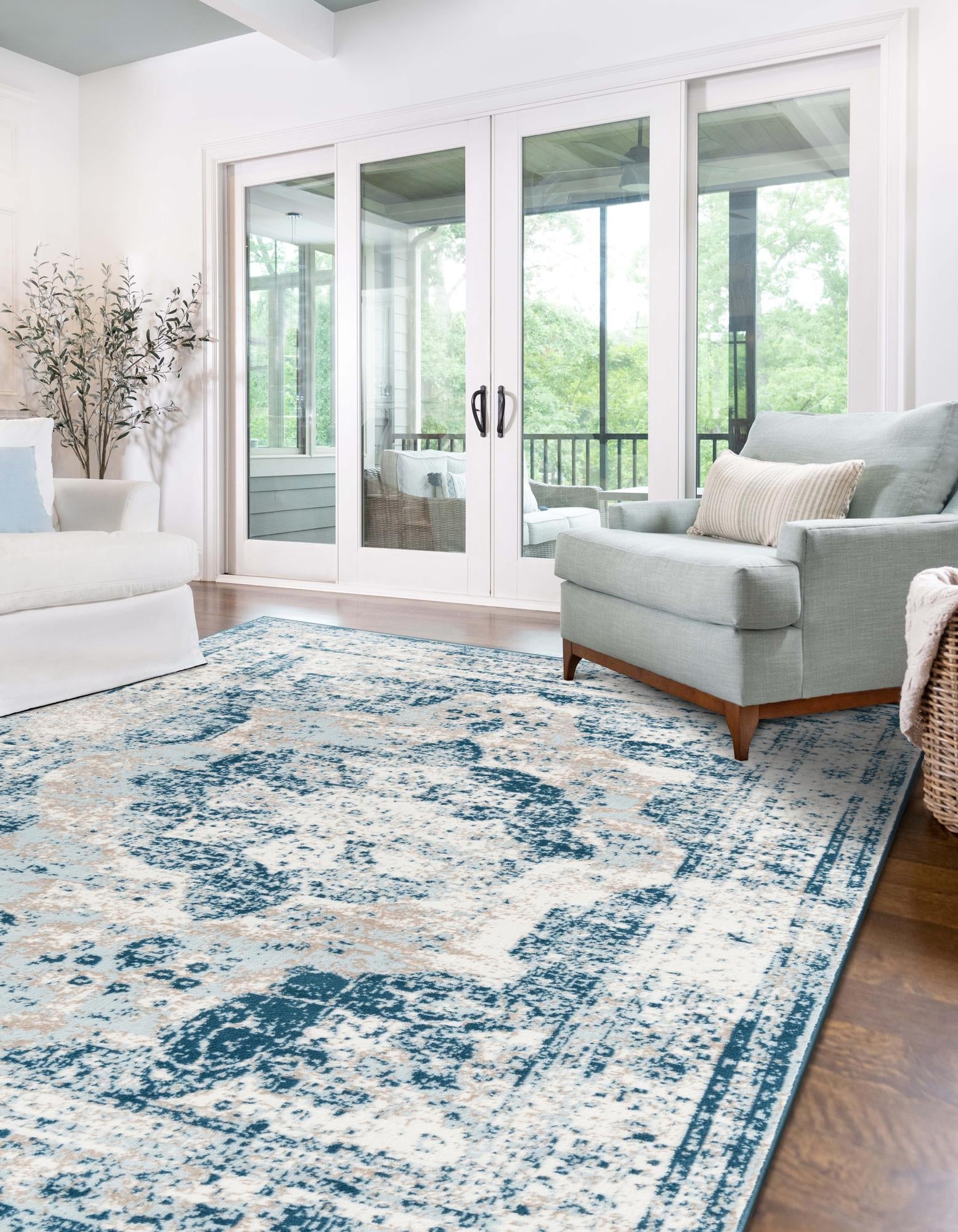 Riviera Elegance Collection Area Rug -  Menton (Blue)