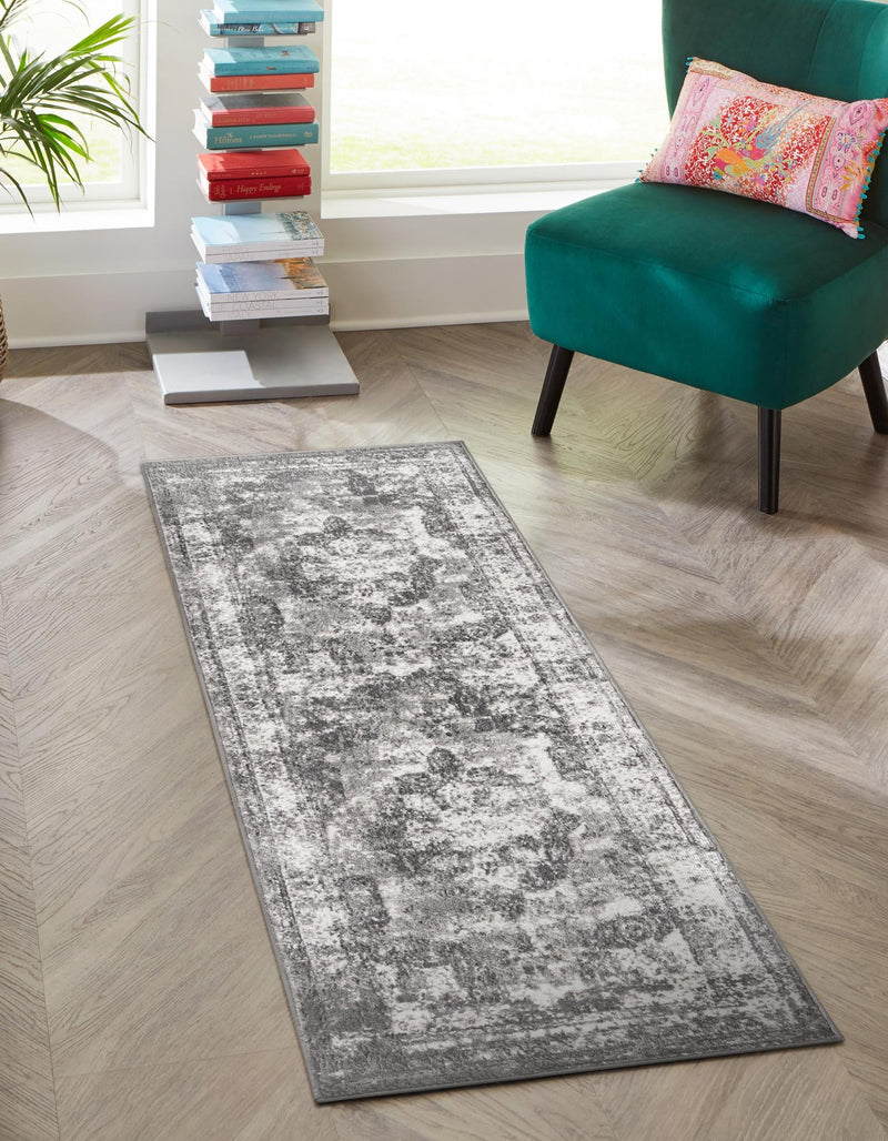 Riviera Elegance Collection Area Rug -  Menton (Gray) Runner Gray  lifestyle 0