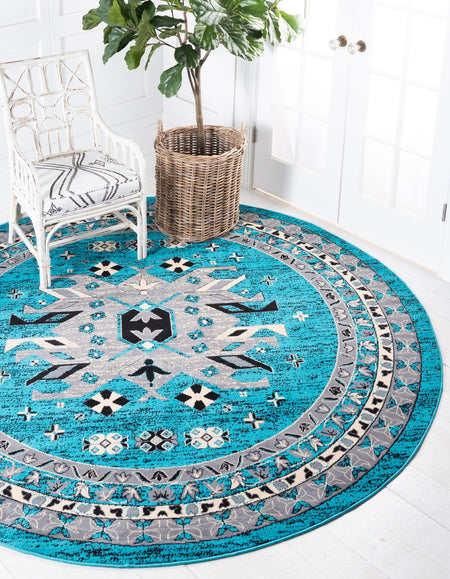 Tabriz Tapestries Collection Area Rug - Azerbaijan (Turquoise)