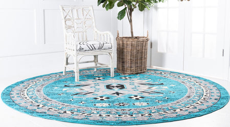 Tabriz Tapestries Collection Area Rug - Azerbaijan (Turquoise)