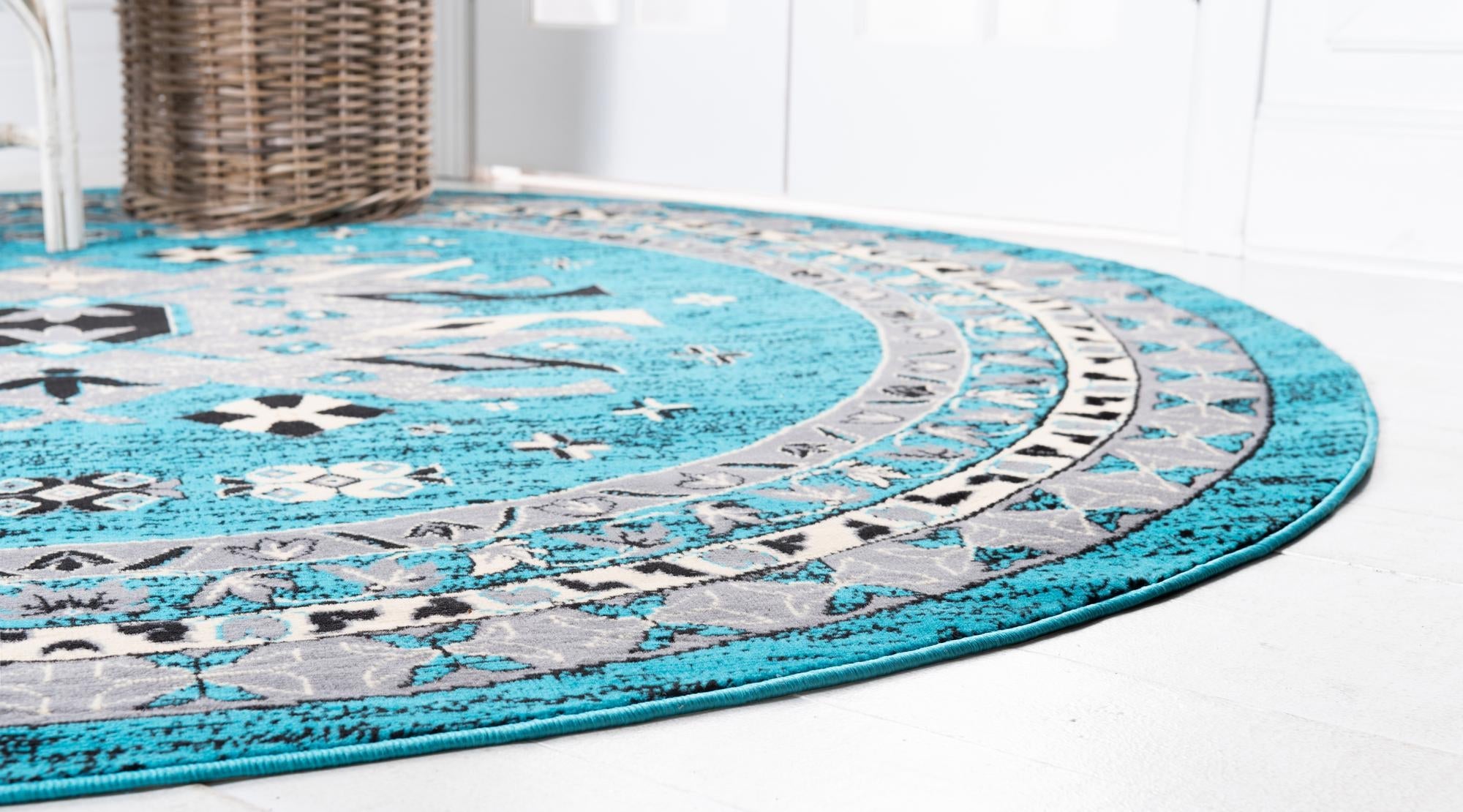 Tabriz Tapestries Collection Area Rug - Azerbaijan (Turquoise)