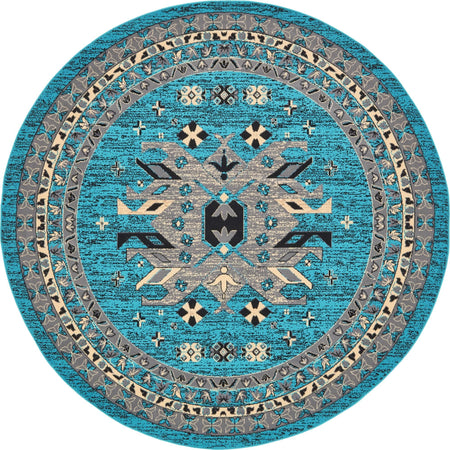 Tabriz Tapestries Collection Area Rug - Azerbaijan (Turquoise)