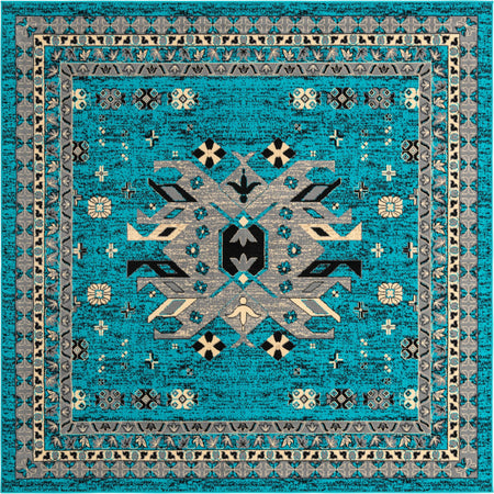 Tabriz Tapestries Collection Area Rug - Azerbaijan (Turquoise)