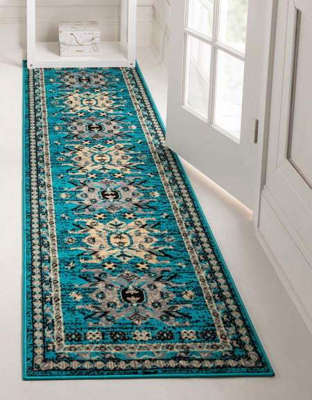 Tabriz Tapestries Collection Area Rug - Azerbaijan (Turquoise)