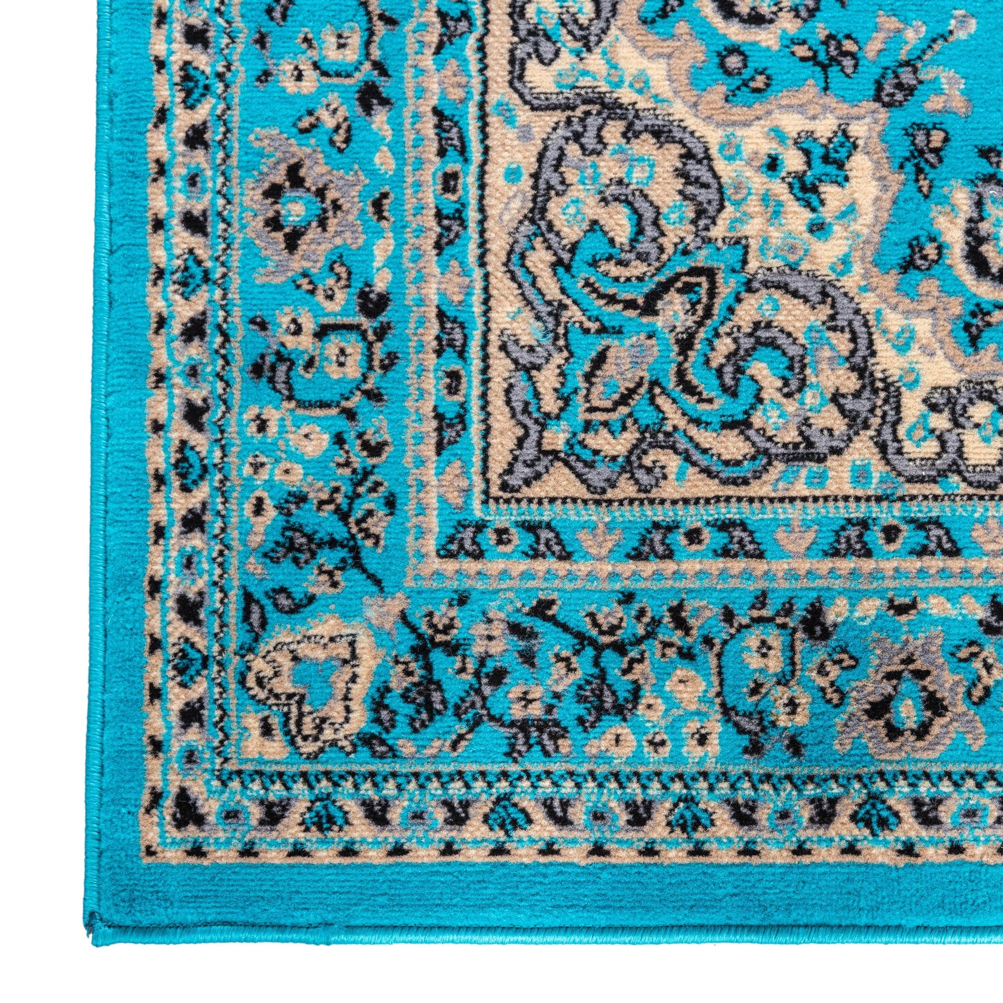 Tabriz Tapestry Collection Area Rug - Azerbaijan (Turquoise)