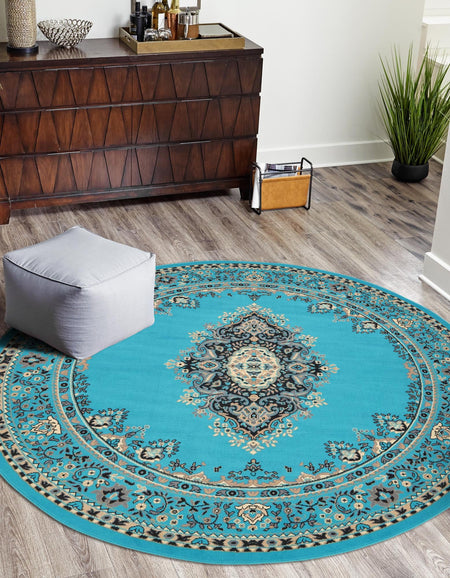 Tabriz Tapestry Collection Area Rug - Azerbaijan (Turquoise)