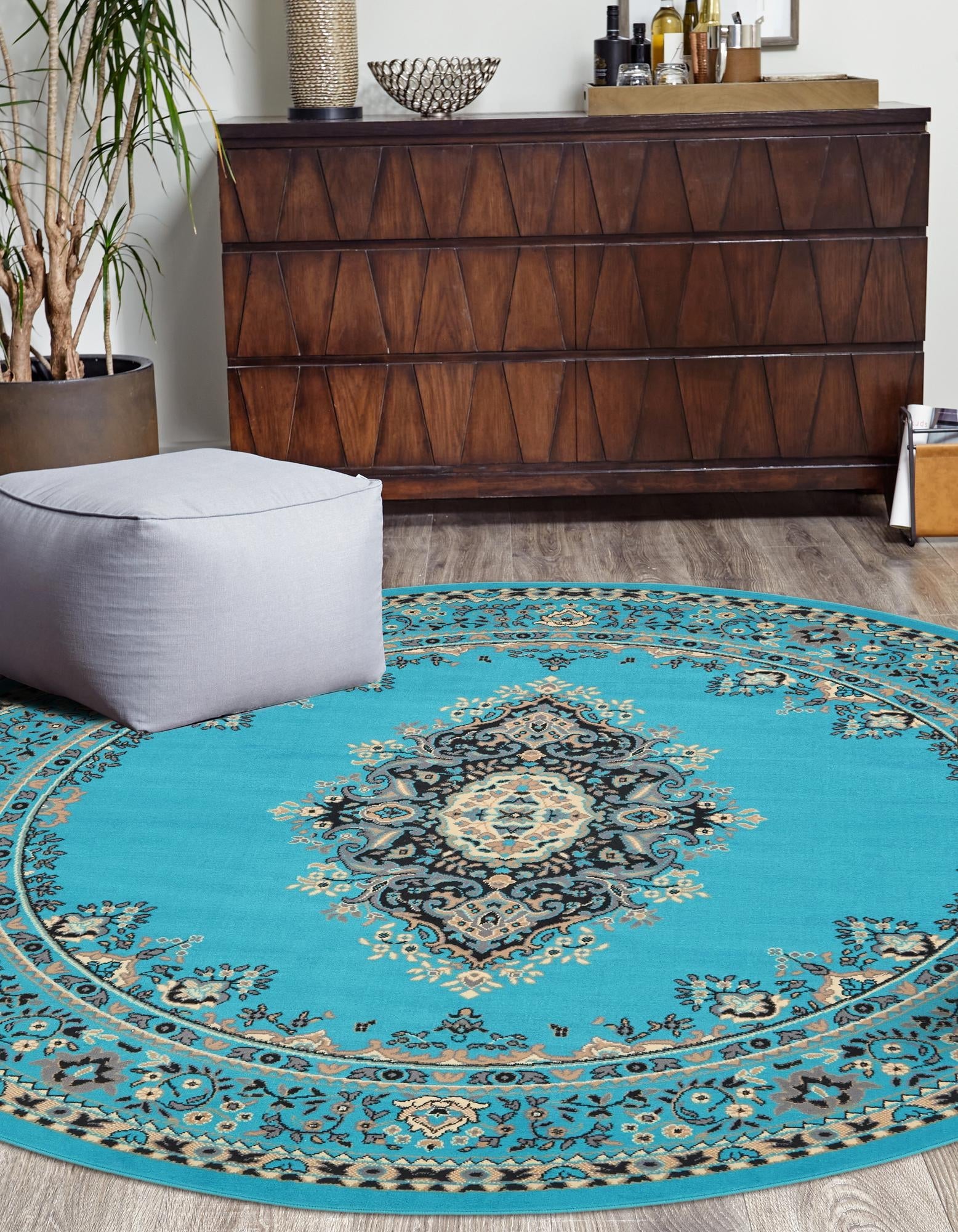 Tabriz Tapestry Collection Area Rug - Azerbaijan (Turquoise)