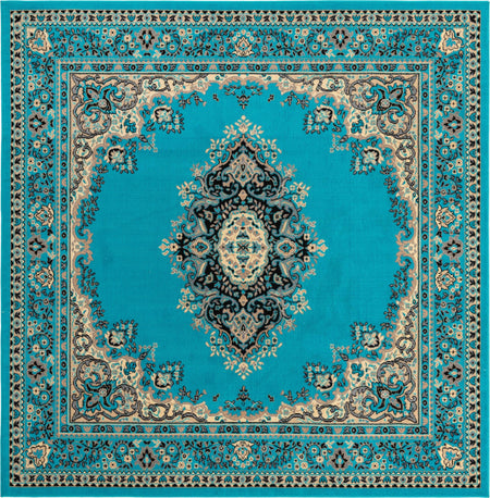 Tabriz Tapestry Collection Area Rug - Azerbaijan (Turquoise)