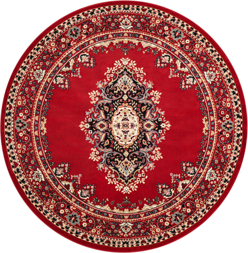 Tabriz Tapestry Collection Area Rug - Azerbaijan (Red) Round Red  lifestyle 2