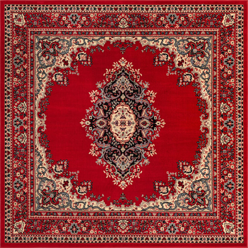 Tabriz Tapestry Collection Area Rug - Azerbaijan (Red) Square Red  lifestyle 3