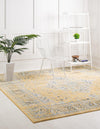 Antique Tapestry Collection Area Rug -  Sandringham Square Yellow  lifestyle 10