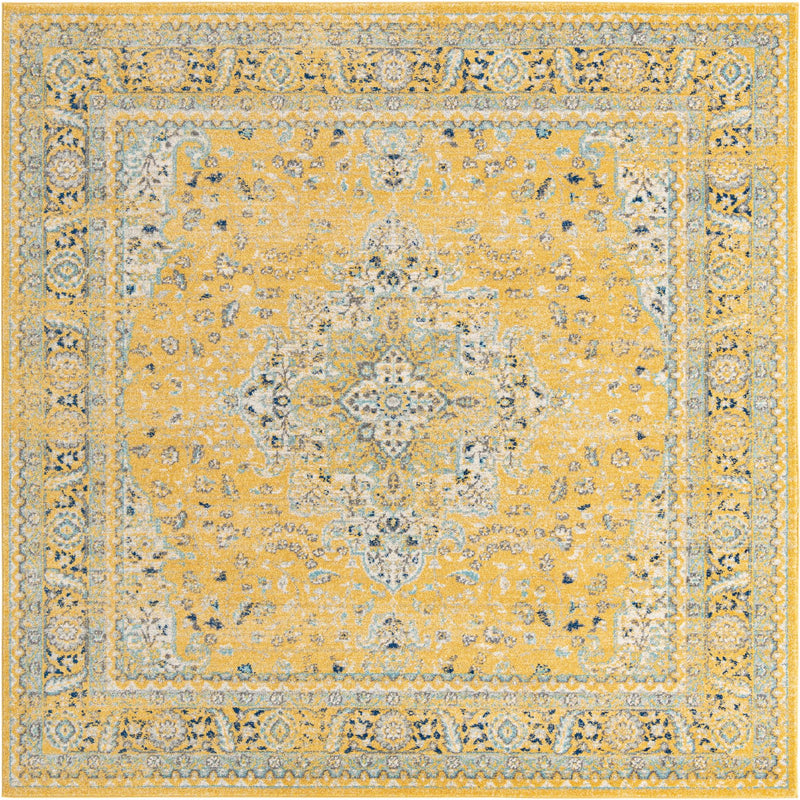 Antique Tapestry Collection Area Rug -  Sandringham Square Yellow  lifestyle 6