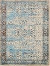 Ankara Elegance Collection Area Rug -  Ephesus (Ivory and Blue) Rectangle Ivory and Blue Main