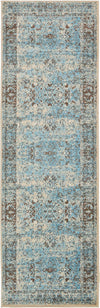 Ankara Elegance Collection Area Rug -  Ephesus (Ivory and Blue) Runner Ivory and Blue  lifestyle 3